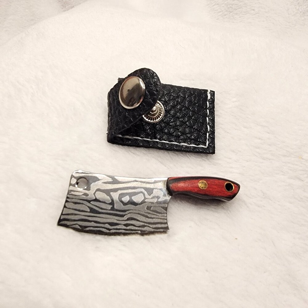Mini Keychain Cleaver Damascus Blade 2pk